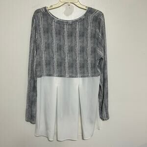 Apt 9 Black White Spotted Layered Pleated Hem Blouse XL